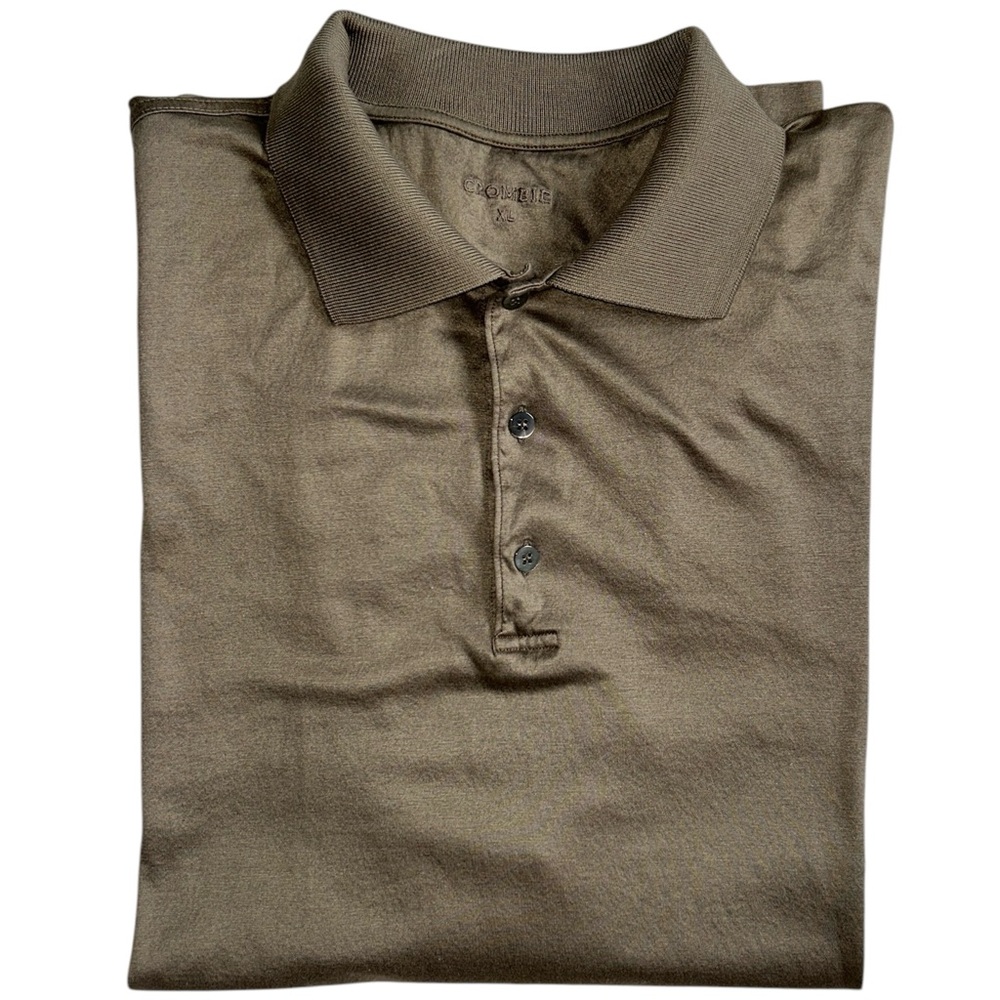 Crombie Men’s Olive Green Short Sleeve 100% Cotton Knit Polo Size XL  Luxury